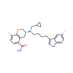 NC(=O)c1ccc(F)c2c1C[C@@H](N(CCCCc1c[nH]c3ccc(F)cc13)CC1CC1)CO2 ZINC000034801037