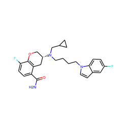 NC(=O)c1ccc(F)c2c1C[C@@H](N(CCCCn1ccc3cc(F)ccc31)CC1CC1)CO2 ZINC000040937025