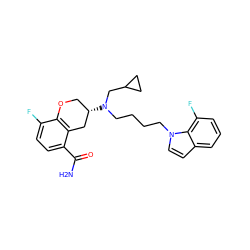 NC(=O)c1ccc(F)c2c1C[C@@H](N(CCCCn1ccc3cccc(F)c31)CC1CC1)CO2 ZINC000040937029