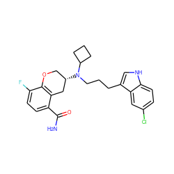 NC(=O)c1ccc(F)c2c1C[C@@H](N(CCCc1c[nH]c3ccc(Cl)cc13)C1CCC1)CO2 ZINC000040937649