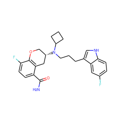 NC(=O)c1ccc(F)c2c1C[C@@H](N(CCCc1c[nH]c3ccc(F)cc13)C1CCC1)CO2 ZINC000036248204