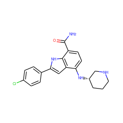 NC(=O)c1ccc(N[C@H]2CCCNC2)c2cc(-c3ccc(Cl)cc3)[nH]c12 ZINC000136904283