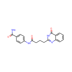 NC(=O)c1ccc(NC(=O)CCCc2nc3ccccc3c(=O)[nH]2)cc1 ZINC000007725310