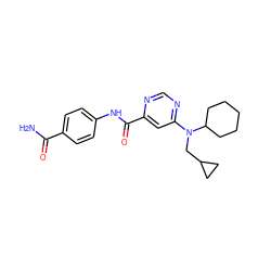 NC(=O)c1ccc(NC(=O)c2cc(N(CC3CC3)C3CCCCC3)ncn2)cc1 ZINC000049049543