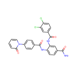 NC(=O)c1ccc(NC(=O)c2ccc(-n3ccccc3=O)cc2)c(NC(=O)c2ccc(Cl)c(Cl)c2)c1 ZINC000473112593