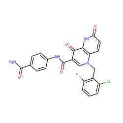 NC(=O)c1ccc(NC(=O)c2cn(Cc3c(F)cccc3Cl)c3ccc(=O)[nH]c3c2=O)cc1 ZINC000073129996