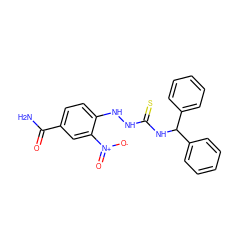 NC(=O)c1ccc(NNC(=S)NC(c2ccccc2)c2ccccc2)c([N+](=O)[O-])c1 ZINC000013805551