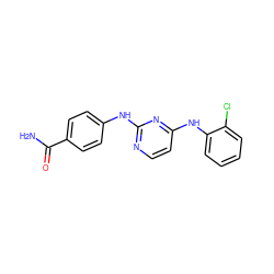 NC(=O)c1ccc(Nc2nccc(Nc3ccccc3Cl)n2)cc1 ZINC000087613227