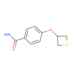 NC(=O)c1ccc(OC2CSC2)cc1 ZINC000000053972