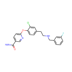 NC(=O)c1ccc(Oc2ccc(CCNCc3cccc(F)c3)cc2Cl)nc1 ZINC000165681225