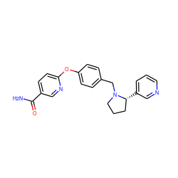 NC(=O)c1ccc(Oc2ccc(CN3CCC[C@H]3c3cccnc3)cc2)nc1 ZINC000073168698