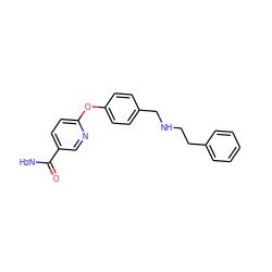 NC(=O)c1ccc(Oc2ccc(CNCCc3ccccc3)cc2)nc1 ZINC000028825015