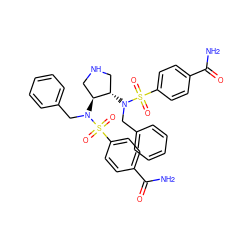 NC(=O)c1ccc(S(=O)(=O)N(Cc2ccccc2)[C@H]2CNC[C@@H]2N(Cc2ccccc2)S(=O)(=O)c2ccc(C(N)=O)cc2)cc1 ZINC000024903340