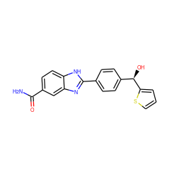 NC(=O)c1ccc2[nH]c(-c3ccc([C@@H](O)c4cccs4)cc3)nc2c1 ZINC000038318009