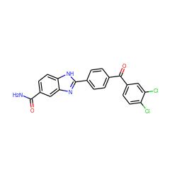 NC(=O)c1ccc2[nH]c(-c3ccc(C(=O)c4ccc(Cl)c(Cl)c4)cc3)nc2c1 ZINC000116016324