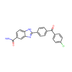 NC(=O)c1ccc2[nH]c(-c3ccc(C(=O)c4ccc(Cl)cc4)cc3)nc2c1 ZINC000116014840