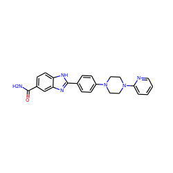 NC(=O)c1ccc2[nH]c(-c3ccc(N4CCN(c5ccccn5)CC4)cc3)nc2c1 ZINC000038466556