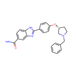 NC(=O)c1ccc2[nH]c(-c3ccc(O[C@@H]4CCN(Cc5ccccc5)C4)cc3)nc2c1 ZINC000028959915