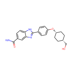 NC(=O)c1ccc2[nH]c(-c3ccc(O[C@H]4CC[C@@H](CO)CC4)cc3)nc2c1 ZINC000101121172