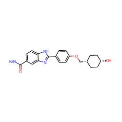 NC(=O)c1ccc2[nH]c(-c3ccc(OC[C@H]4CC[C@@H](O)CC4)cc3)nc2c1 ZINC000116498354