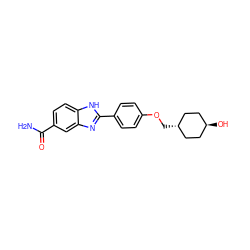 NC(=O)c1ccc2[nH]c(-c3ccc(OC[C@H]4CC[C@H](O)CC4)cc3)nc2c1 ZINC000116502511