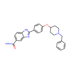 NC(=O)c1ccc2[nH]c(-c3ccc(OC4CCN(Cc5ccccc5)CC4)cc3)nc2c1 ZINC000038239667