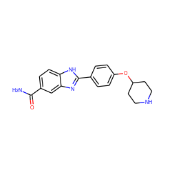 NC(=O)c1ccc2[nH]c(-c3ccc(OC4CCNCC4)cc3)nc2c1 ZINC000028959986