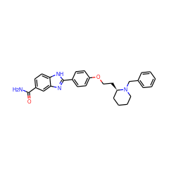 NC(=O)c1ccc2[nH]c(-c3ccc(OCC[C@@H]4CCCCN4Cc4ccccc4)cc3)nc2c1 ZINC000028960817