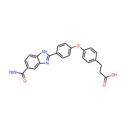 NC(=O)c1ccc2[nH]c(-c3ccc(Oc4ccc(CCC(=O)O)cc4)cc3)nc2c1 ZINC000034230775