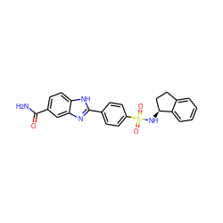 NC(=O)c1ccc2[nH]c(-c3ccc(S(=O)(=O)N[C@H]4CCc5ccccc54)cc3)nc2c1 ZINC000116026168