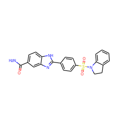 NC(=O)c1ccc2[nH]c(-c3ccc(S(=O)(=O)N4CCc5ccccc54)cc3)nc2c1 ZINC000116018540