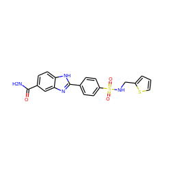 NC(=O)c1ccc2[nH]c(-c3ccc(S(=O)(=O)NCc4cccs4)cc3)nc2c1 ZINC000116021372