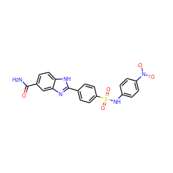 NC(=O)c1ccc2[nH]c(-c3ccc(S(=O)(=O)Nc4ccc([N+](=O)[O-])cc4)cc3)nc2c1 ZINC000034240905