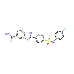 NC(=O)c1ccc2[nH]c(-c3ccc(S(=O)(=O)Nc4ccc(Cl)cc4)cc3)nc2c1 ZINC000013612133