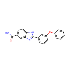 NC(=O)c1ccc2[nH]c(-c3cccc(Oc4ccccc4)c3)nc2c1 ZINC000013612068