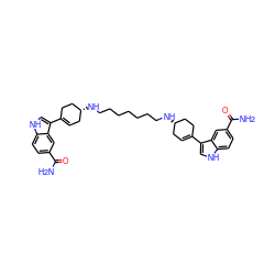 NC(=O)c1ccc2[nH]cc(C3=CC[C@@H](NCCCCCCCN[C@H]4CC=C(c5c[nH]c6ccc(C(N)=O)cc56)CC4)CC3)c2c1 ZINC000028257893