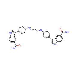 NC(=O)c1ccc2[nH]cc(C3=CC[C@@H](NCCCN[C@H]4CC=C(c5c[nH]c6ccc(C(N)=O)cc56)CC4)CC3)c2c1 ZINC000028257867