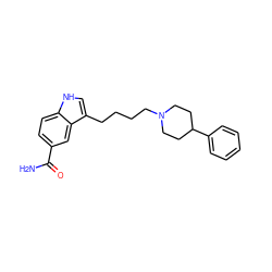 NC(=O)c1ccc2[nH]cc(CCCCN3CCC(c4ccccc4)CC3)c2c1 ZINC000013582371