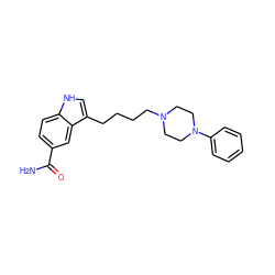 NC(=O)c1ccc2[nH]cc(CCCCN3CCN(c4ccccc4)CC3)c2c1 ZINC000013582373