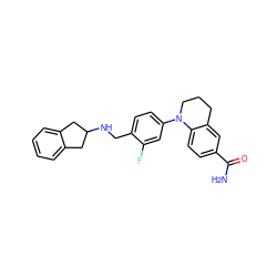 NC(=O)c1ccc2c(c1)CCCN2c1ccc(CNC2Cc3ccccc3C2)c(F)c1 ZINC000066251463