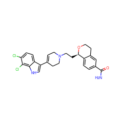 NC(=O)c1ccc2c(c1)CCO[C@@H]2CCN1CC=C(c2c[nH]c3c(Cl)c(Cl)ccc23)CC1 ZINC000026500544