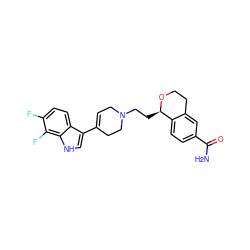 NC(=O)c1ccc2c(c1)CCO[C@@H]2CCN1CC=C(c2c[nH]c3c(F)c(F)ccc23)CC1 ZINC000026503509