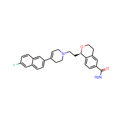 NC(=O)c1ccc2c(c1)CCO[C@@H]2CCN1CC=C(c2ccc3cc(F)ccc3c2)CC1 ZINC000026491338