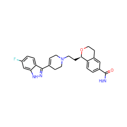 NC(=O)c1ccc2c(c1)CCO[C@@H]2CCN1CC=C(c2n[nH]c3cc(F)ccc23)CC1 ZINC000026493953