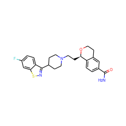 NC(=O)c1ccc2c(c1)CCO[C@@H]2CCN1CCC(c2nsc3cc(F)ccc23)CC1 ZINC000026499416