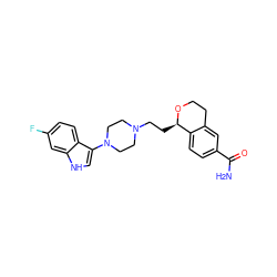 NC(=O)c1ccc2c(c1)CCO[C@@H]2CCN1CCN(c2c[nH]c3cc(F)ccc23)CC1 ZINC000026496618