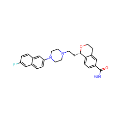 NC(=O)c1ccc2c(c1)CCO[C@H]2CCN1CCN(c2ccc3cc(F)ccc3c2)CC1 ZINC000028821524