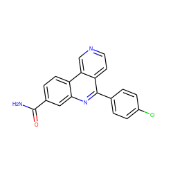 NC(=O)c1ccc2c(c1)nc(-c1ccc(Cl)cc1)c1ccncc12 ZINC000073221836