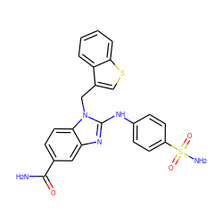 NC(=O)c1ccc2c(c1)nc(Nc1ccc(S(N)(=O)=O)cc1)n2Cc1csc2ccccc12 ZINC000043021470