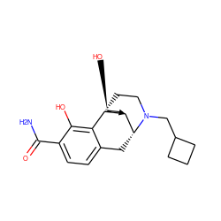 NC(=O)c1ccc2c(c1O)[C@]13CCN(CC4CCC4)[C@H](C2)[C@@H]1CC[C@H](O)C3 ZINC000223038648